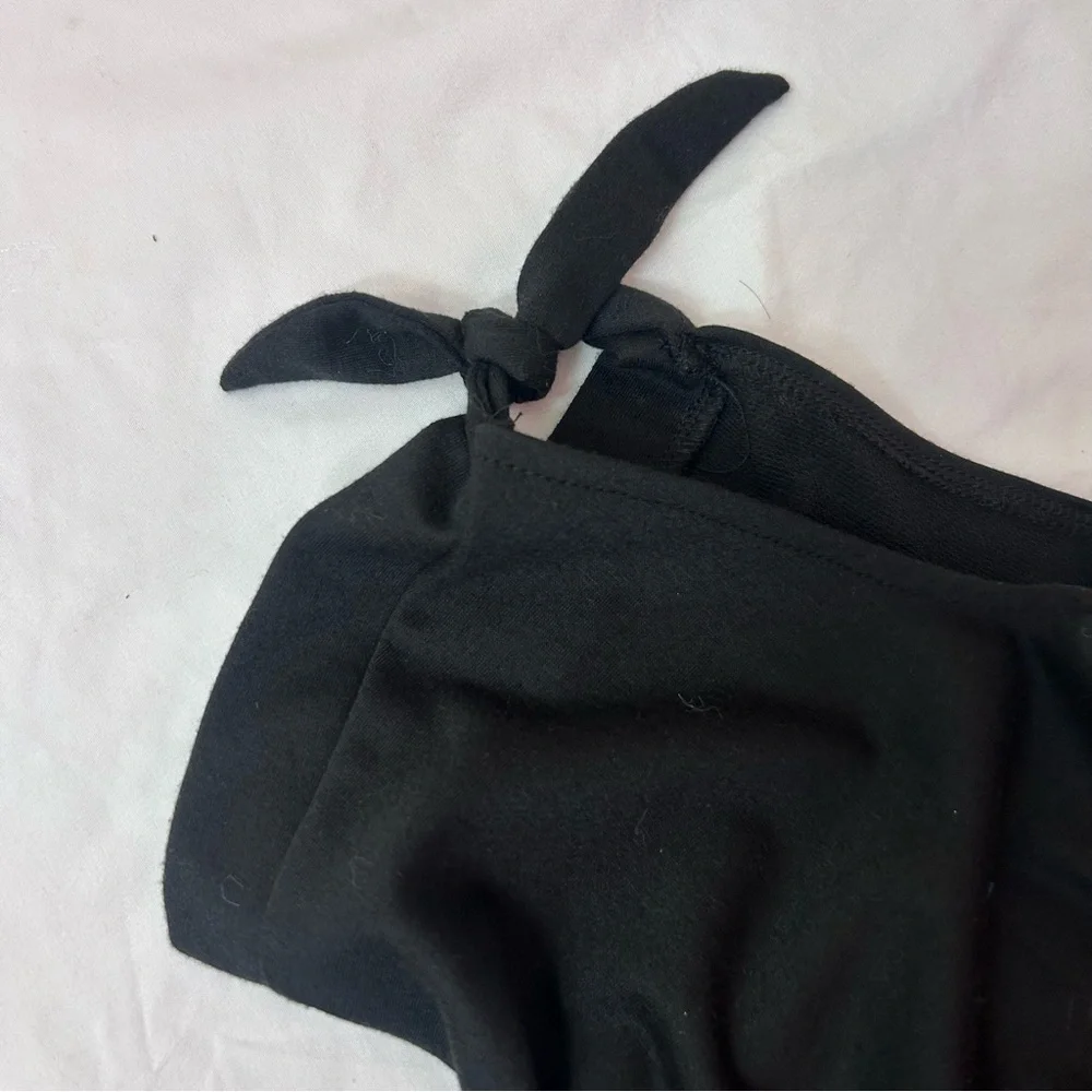 Lulus always lounging black tie sleeves romper with pockets size large NWOT - Picture 5 of 9